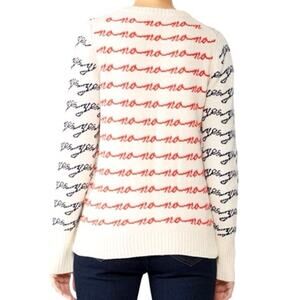 J Crew Yes No Sweater XS handwriting cursive script